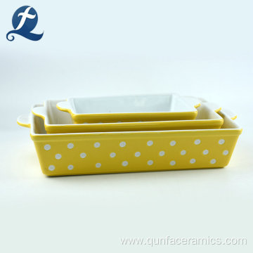 Yellow Color Speckled Glazed Ceramic Bakeware